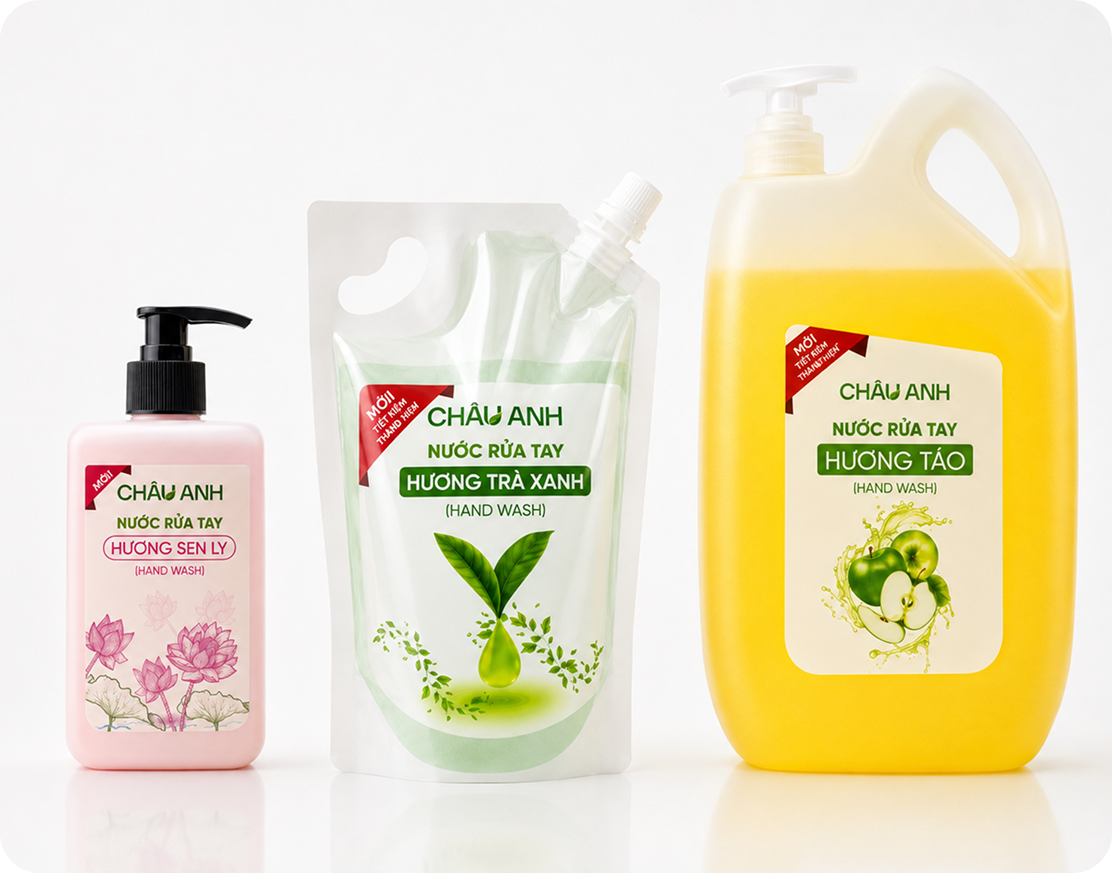 Bộ sản phẩm nước rửa tay CHÂU ANH ba dung tích