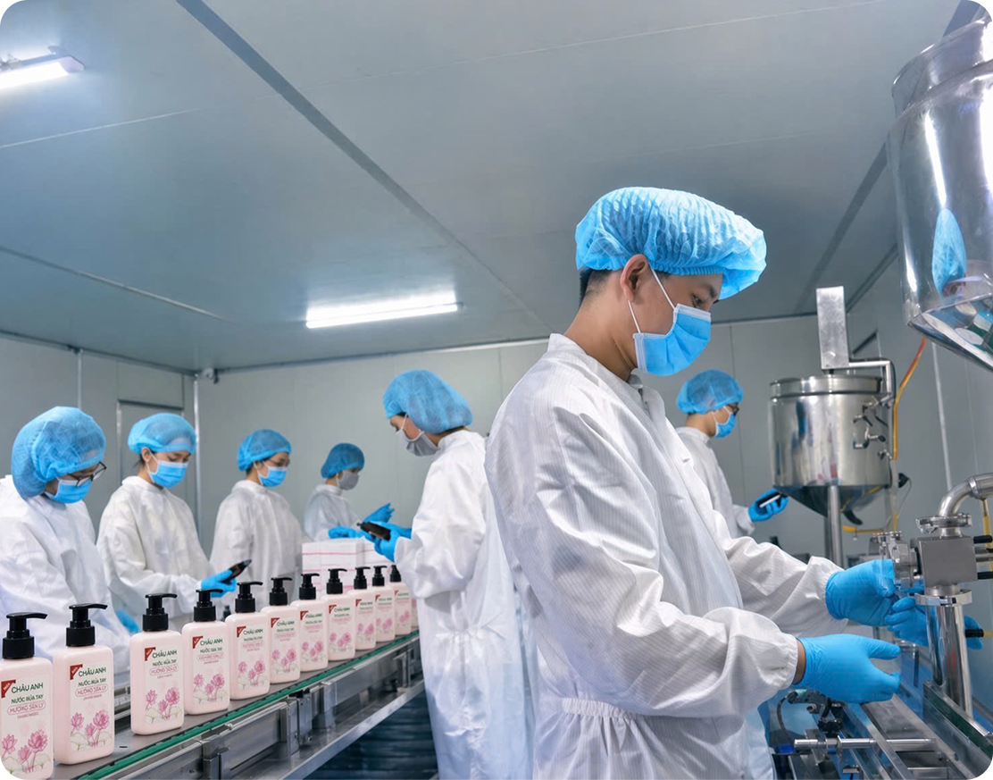 Dây chuyền sản xuất nước rửa tay Châu Anh